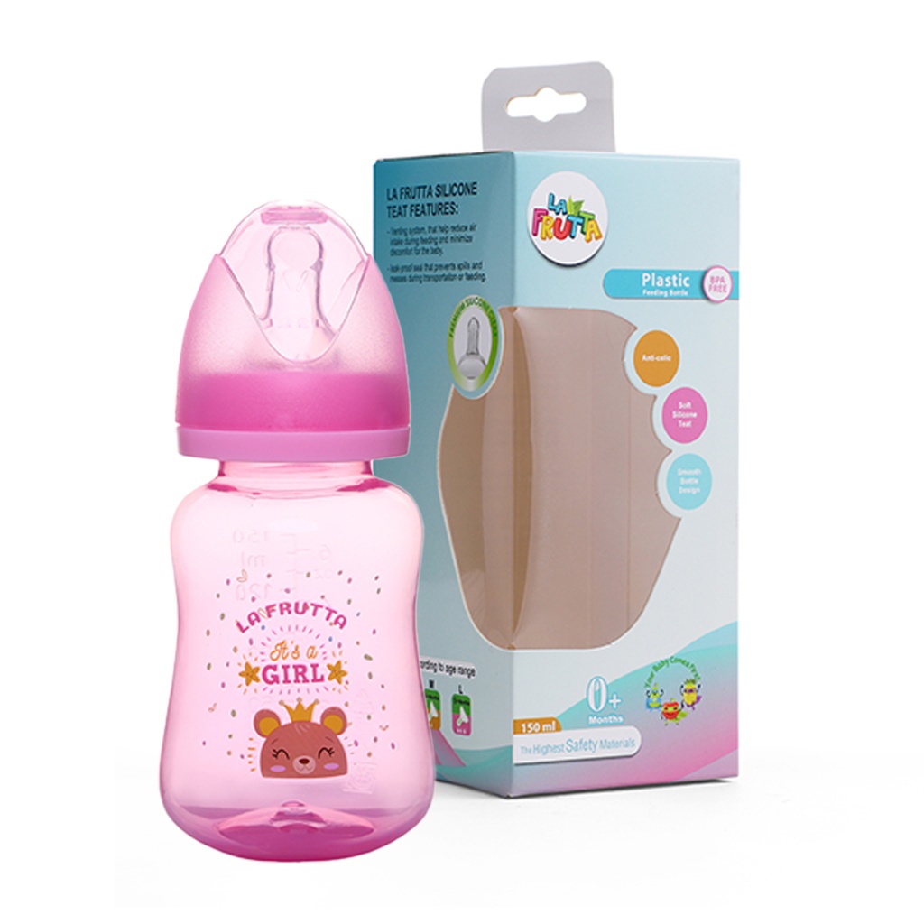 La Frutta Pink & Blue PP Feeding Bottle 150ml 0-6Months - Pink