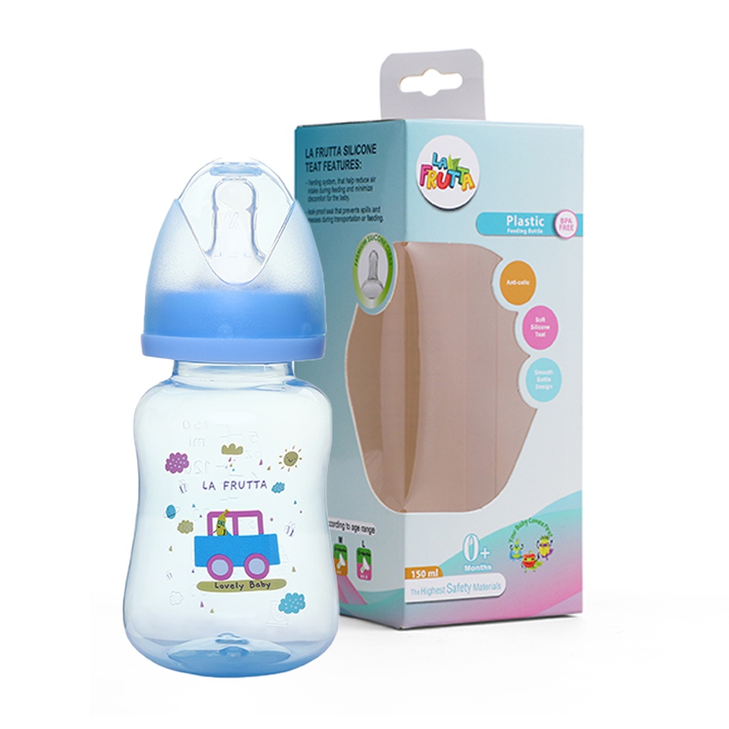 La Frutta Pink & Blue PP Feeding Bottle 150ml 0-6Months - Blue