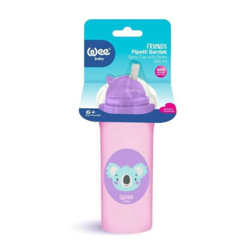 Wee Baby Friends Silicone Straw Cup +6months 300ml - Pink