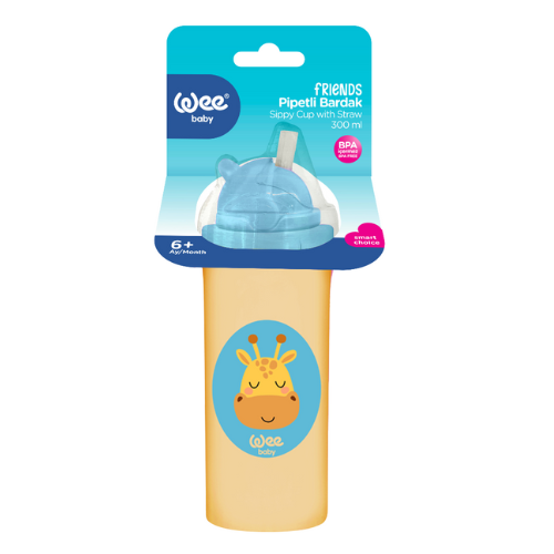 Wee Baby Friends Silicone Straw Cup +6months 300ml - Orange