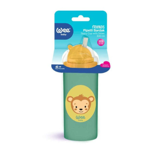 Wee Baby Friends Silicone Straw Cup +6months 300ml - Green