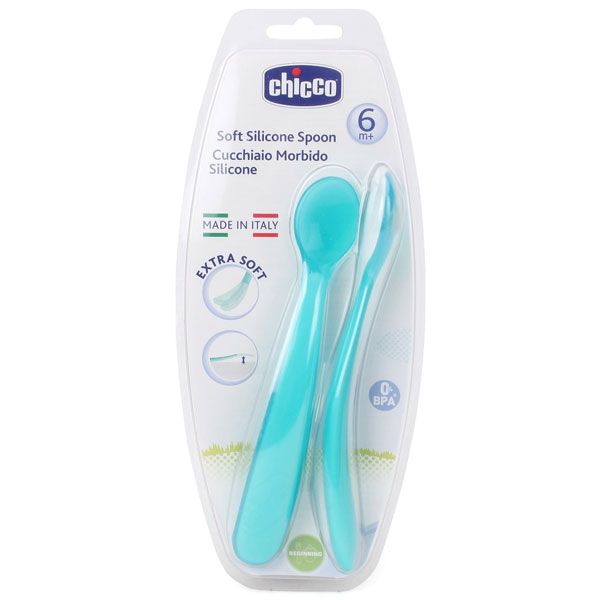 Chicco Soft Silicone Spoon - Blue