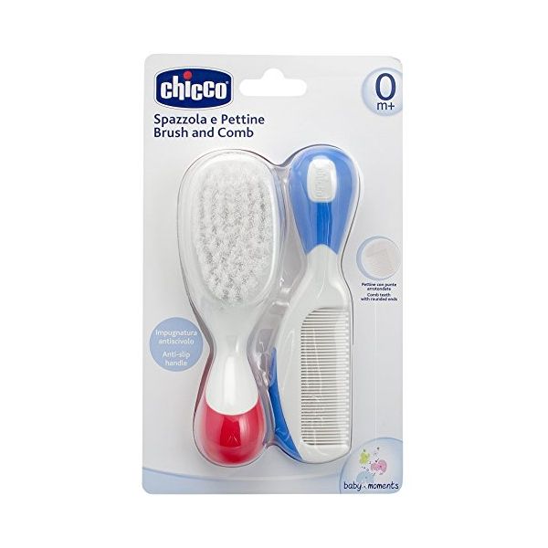 Chicco Natural Silk Brush & Comb  Set - Red&Blue