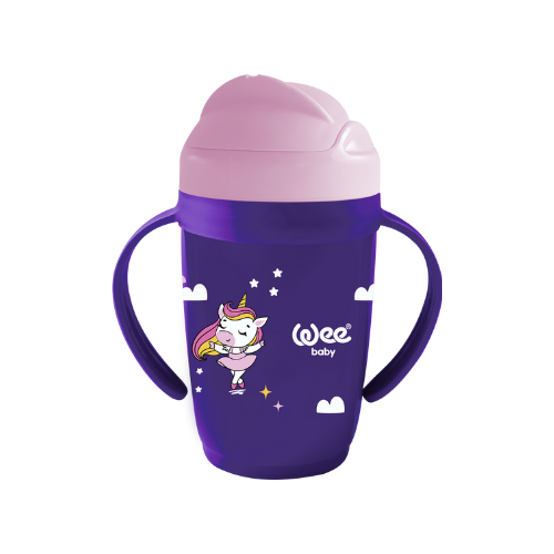 Wee Baby Friends Silicone Straw Cup with Handles +6months 265ml - Purple