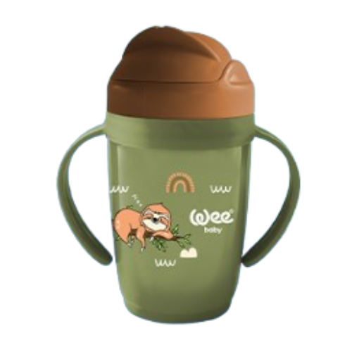 Wee Baby Friends Silicone Straw Cup with Handles +6months 265ml - Green