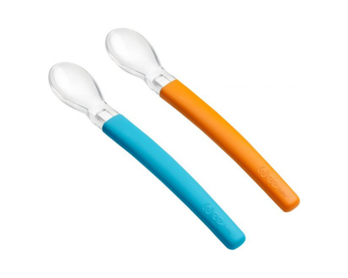 Wee Baby Spoon Double Set of Silicone Feeding Spoons - Blue