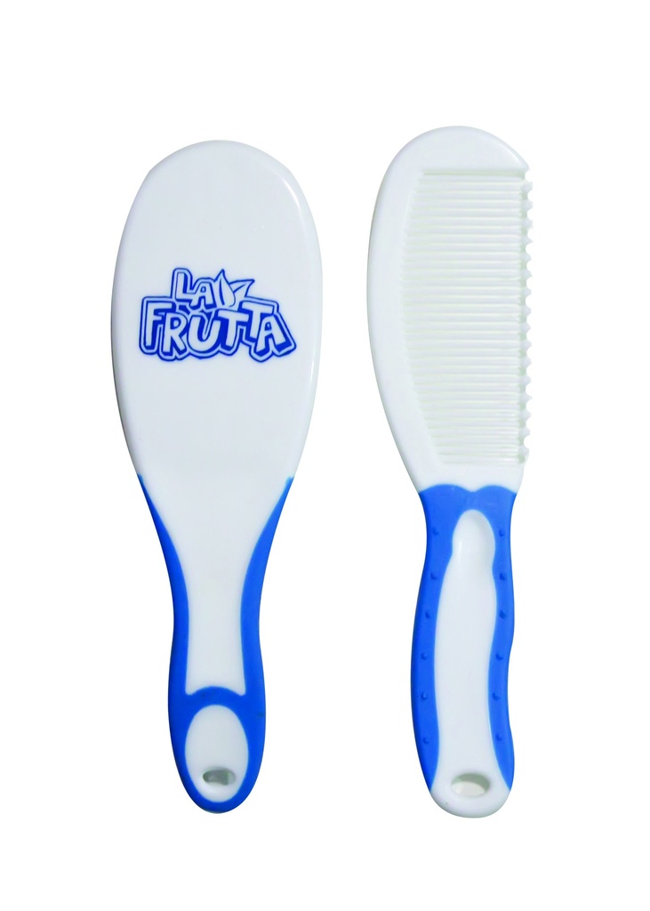 La Frutta Comb & Brush Set Rubber Hand - Blue