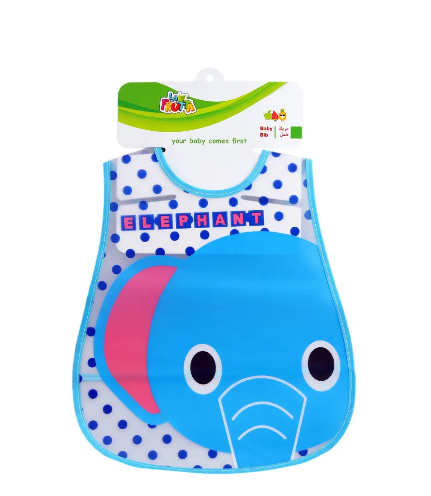 La Frutta PVC Large Baby Bib with Pocket - Blue