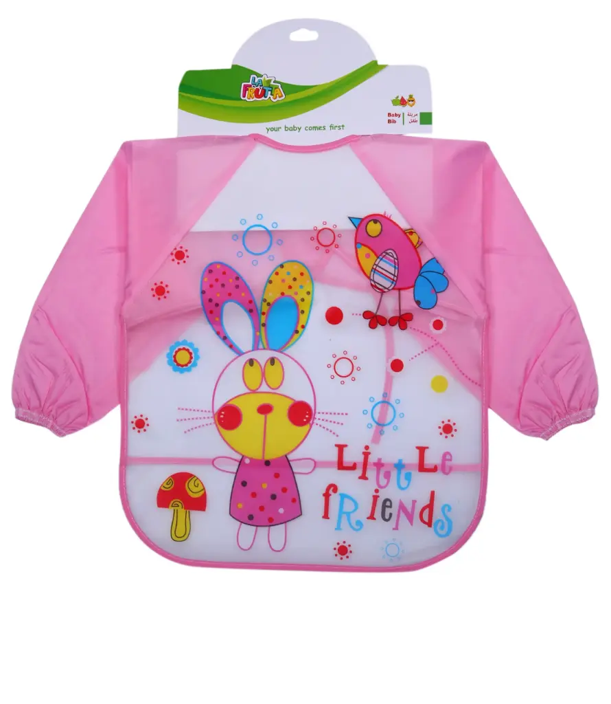 La Frutta PVC Baby Bib with Sleeves - Pink