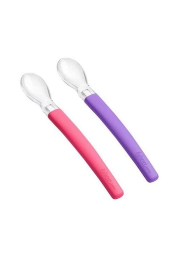 [6222027111833] Wee Baby Spoon Double Set of Silicone Feeding Spoons - Pink